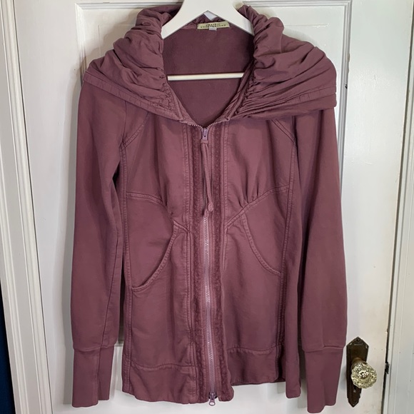 Prairie Underground Mauve Mid-Victorian Hoodie Terry Front-Zip Jacket Sz S - Picture 4 of 10